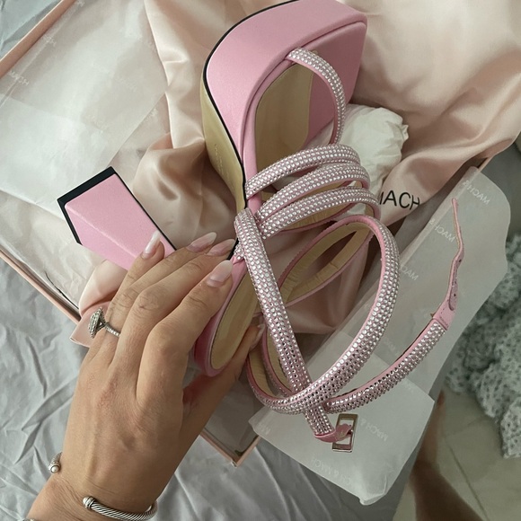 Mach and Mach crystal pink block chunky heel strappy shoe size 39.5 - Picture 2 of 13